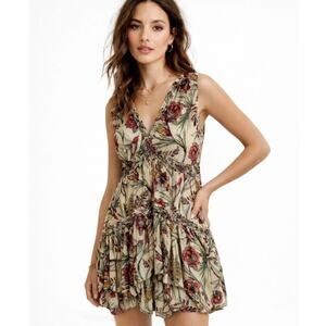 Free People Haze Tunic Tank BOHO Flowy Sleeveless Floral Design Size Small